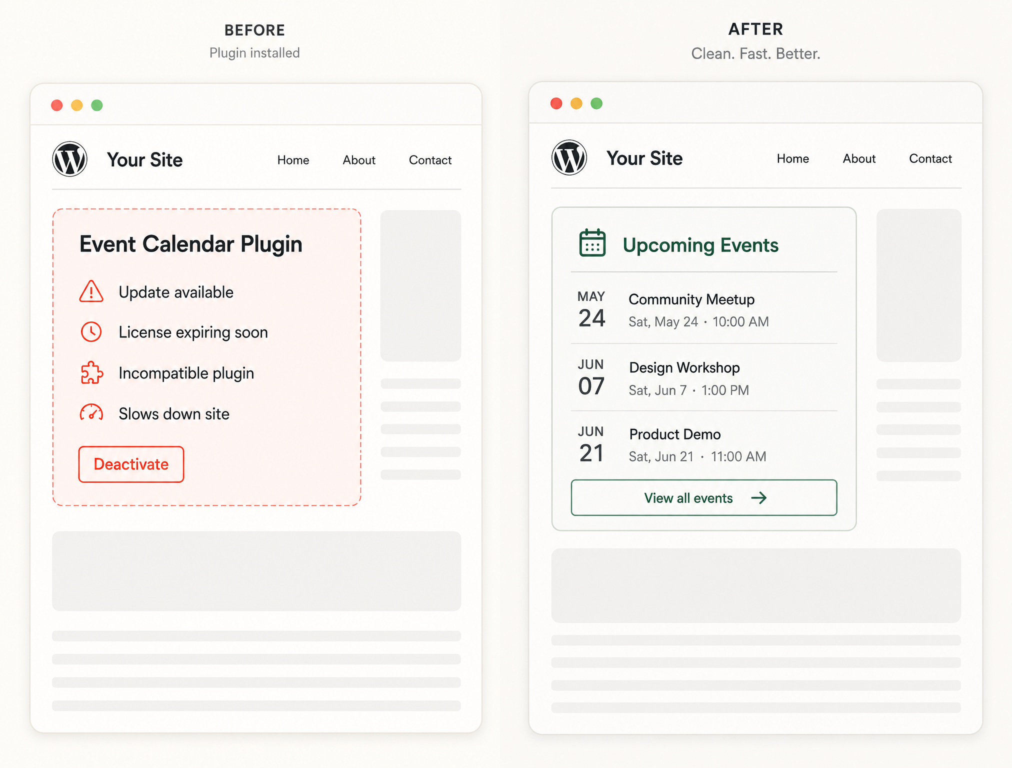 WordPress plugin comparison - broken vs Strato working
