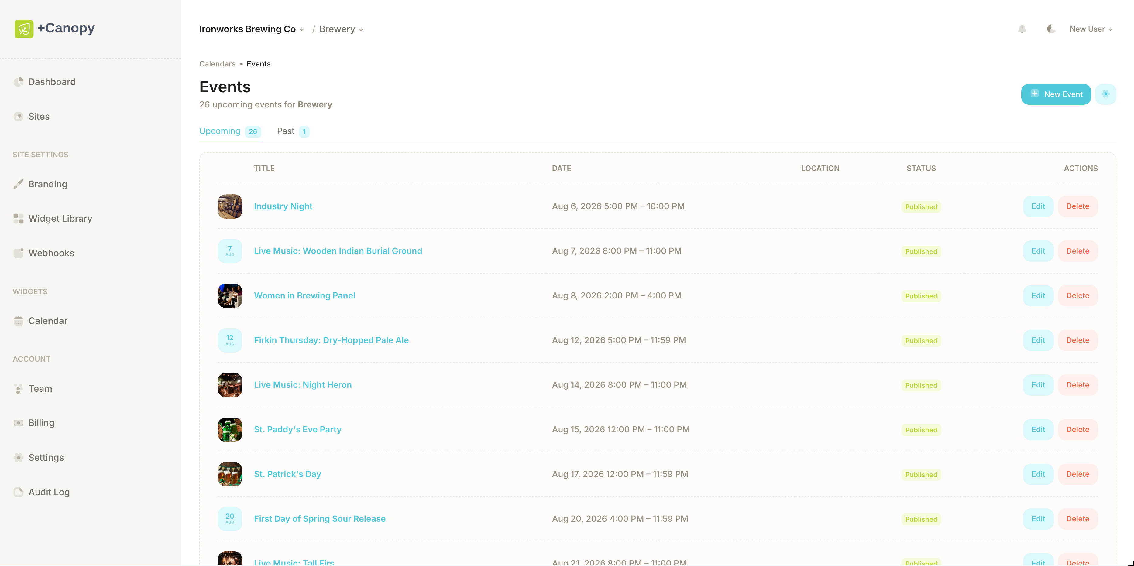 Event Calendar Widget demo 2