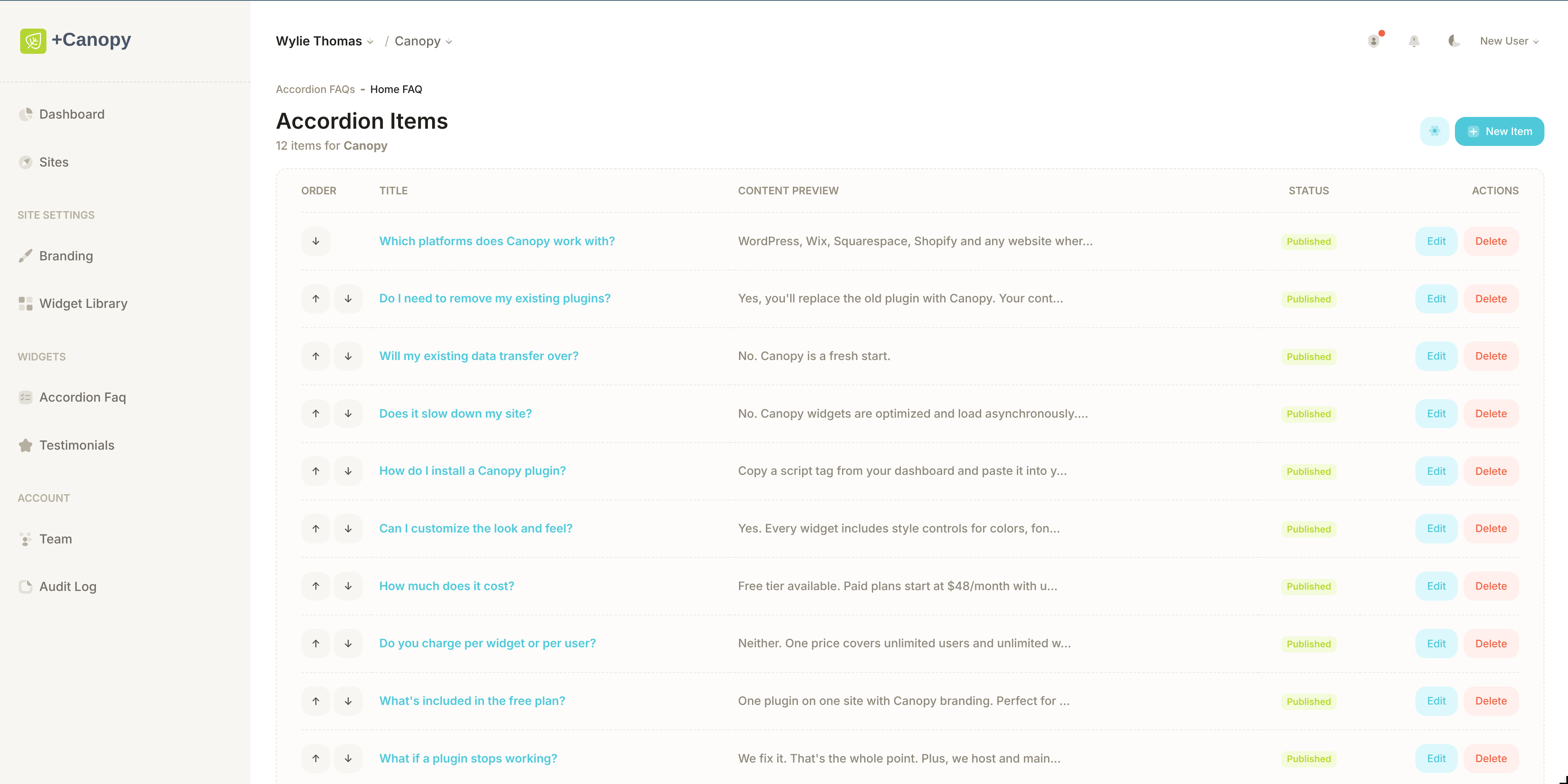 Accordion FAQ Widget demo 1